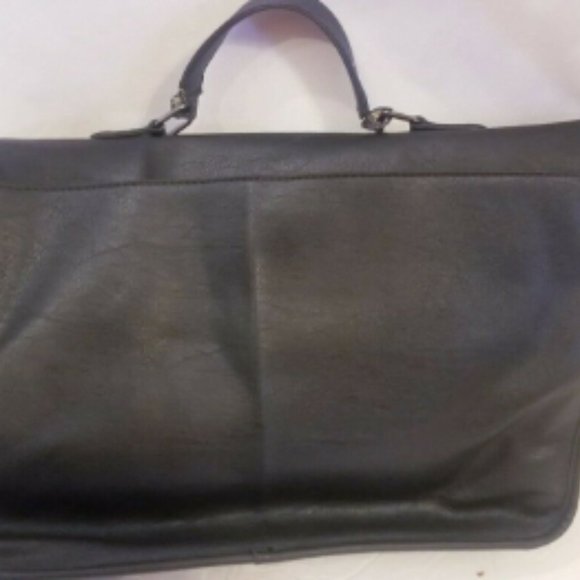 MSK Black Soft Leather Fold Over 14" Briefcase bag - Picture 2 of 8